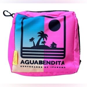 Agua Bendita Small Zippered Bag with fixed keychain clip.